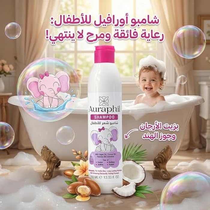 Auraphil Shampoo Special Offer 2x250ml Natural Argan Oil Coconut Avocado Honey Wheat Protein & Vitamin E – Sulfate & Paraben Free – Kids & Adults for Dry, Damaged & Thin Hair - Image 3